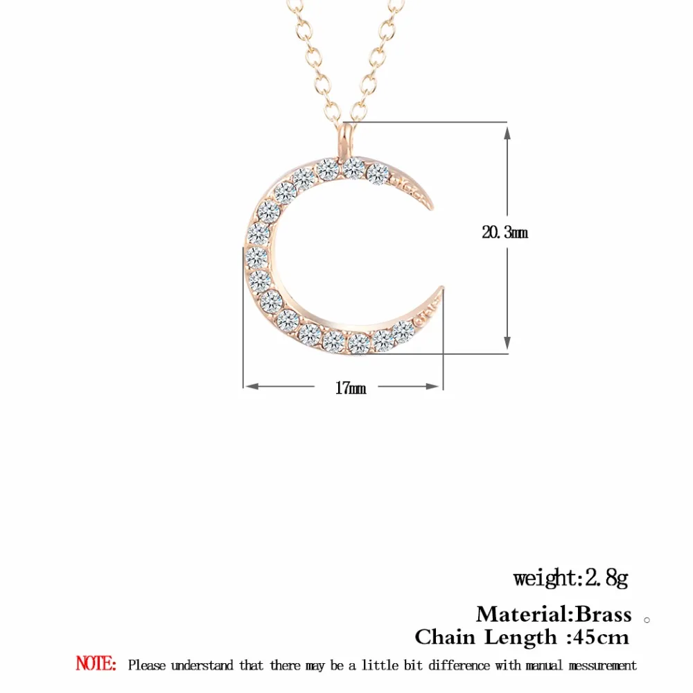 Kinitial циркон кристалл луна кулон ожерелье половина Луны Шарм ожерелья для женщин