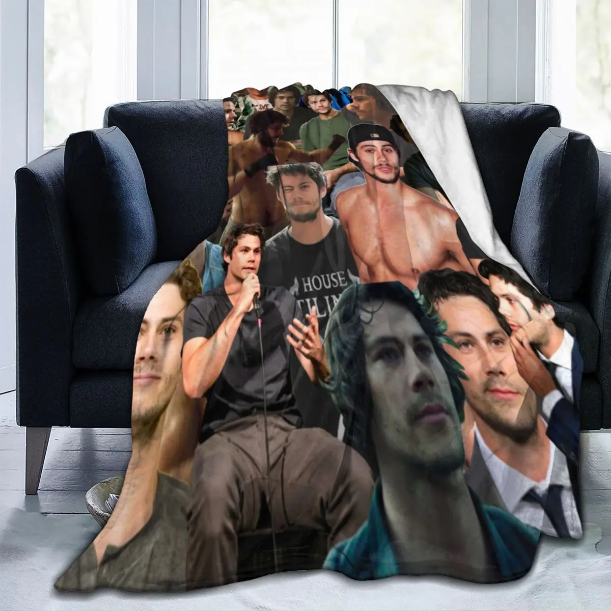 

Dylan O Brien Photo Collage Blanket For Room Decor Soft Micro Flannel Blankets and Throws Gifts For Friend