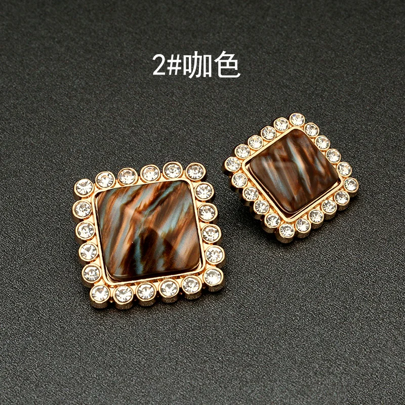 3 шт. Стразы металлические золотые винтажные квадратные пуговицы для одежды