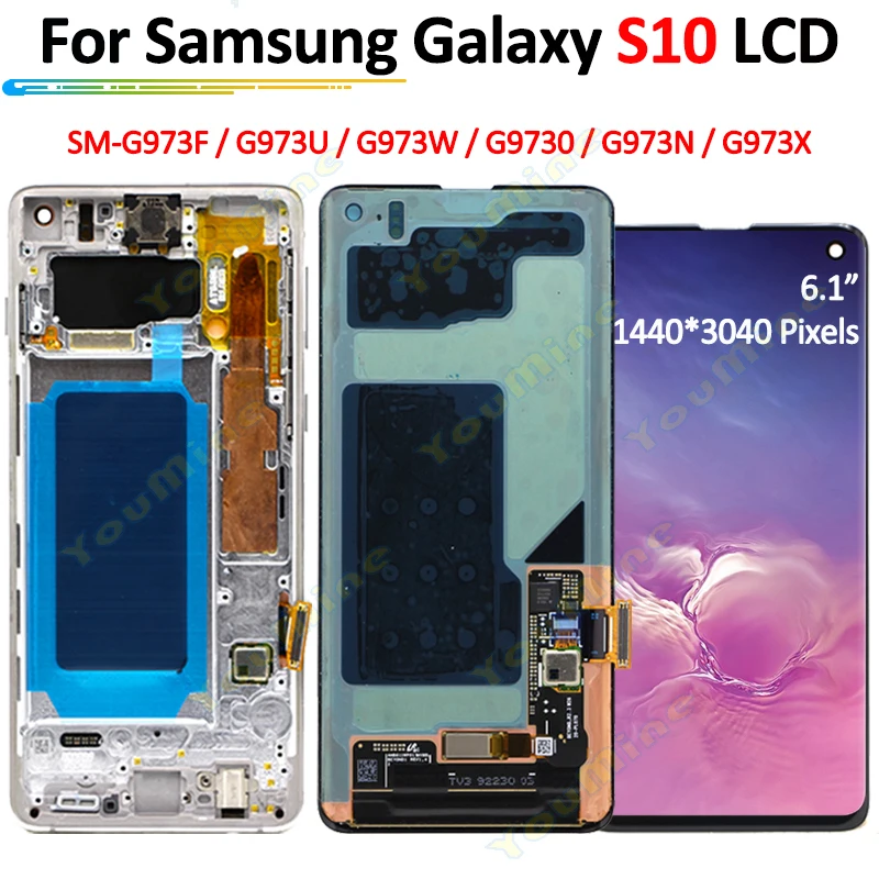 AMOLED для SAMSUNG S10 Plus G973 ЖК-экран + сенсорная панель дигитайзер Galaxy S10plus G975 LCD |