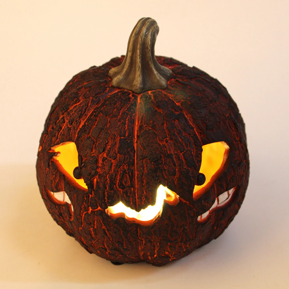 

Pumpkin Crackle Night Light LED Lights Resin Horror Ornament Halloween Decoration Party Props Instruments Gift