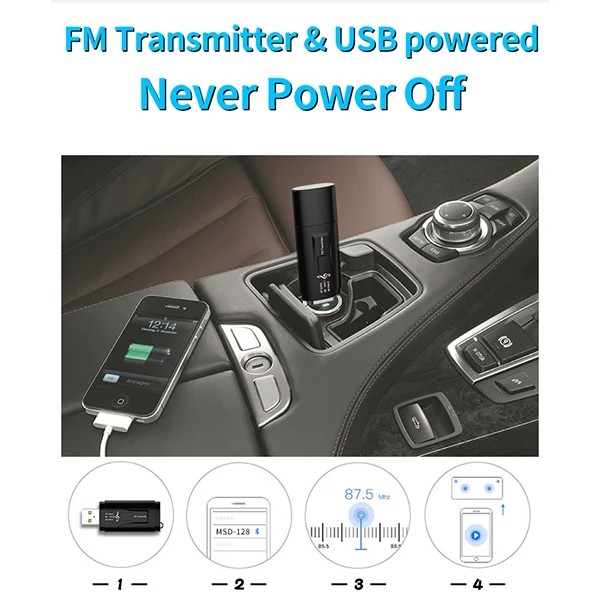 

2 In 1 FM Transmitter Car Bluetooth-compatible 5.0 Receiver USB Modulator Portable 3.5mm AUX Audio Music Player Call Adapter