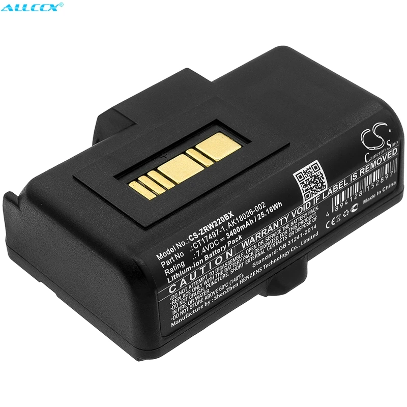 AK18026 002 батареи Cameron Sino 3400mAh CT17497 1 для Zebra RW220 RW320|Цифровые аккумуляторы| |