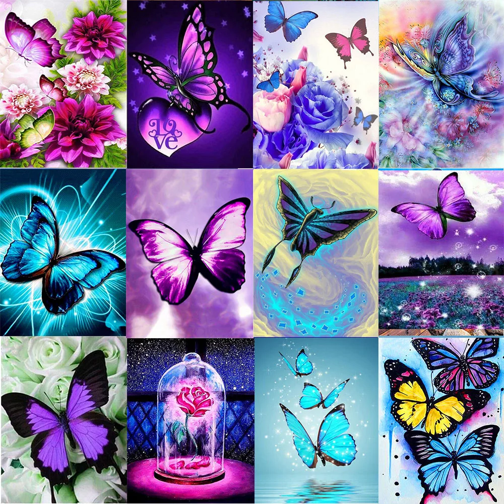 Полностью квадратная круглая Алмазная картина сделай сам бабочки цветы алмазная