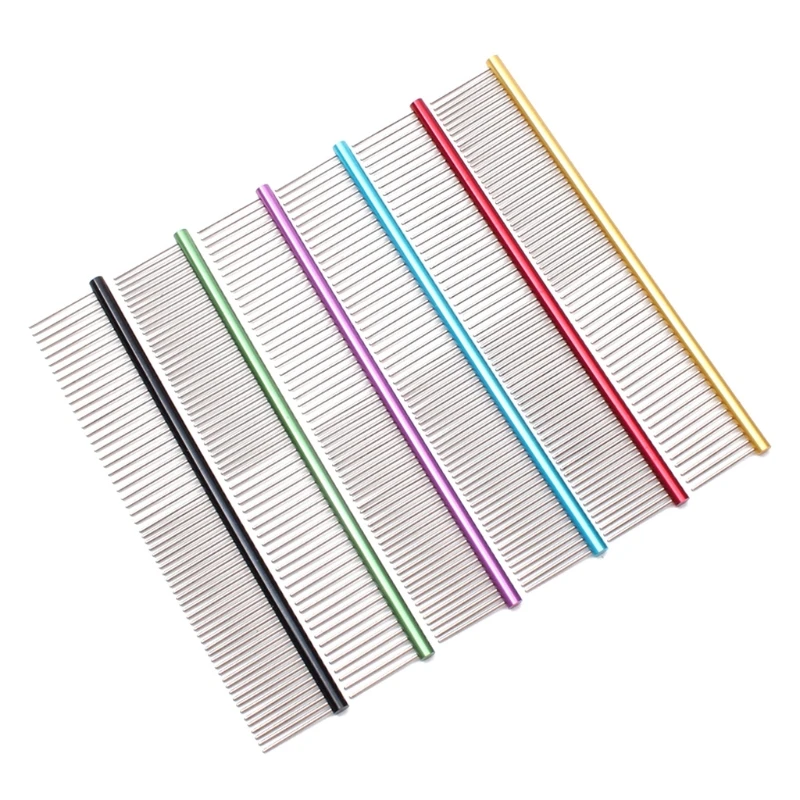 

K5DC Cat Grooming Comb Stainless Steel Rounded Teeth Remove Knots and Tangles 7.5"