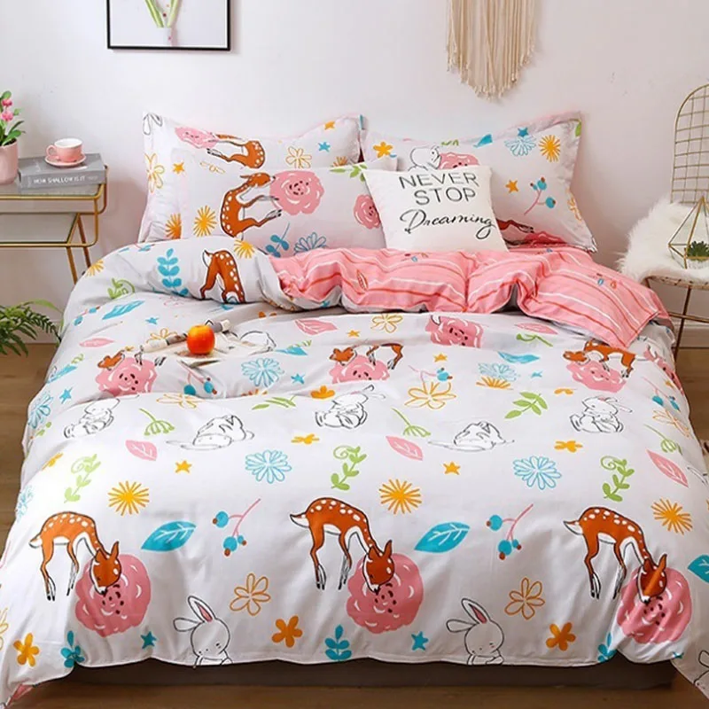 

Home Textile Bedding Sets Cartoon Simple Duvet Cover Pillowcase Bed Sheet Kid Teen Boy Girl 3/4PCS Beding Sets Beding Cover