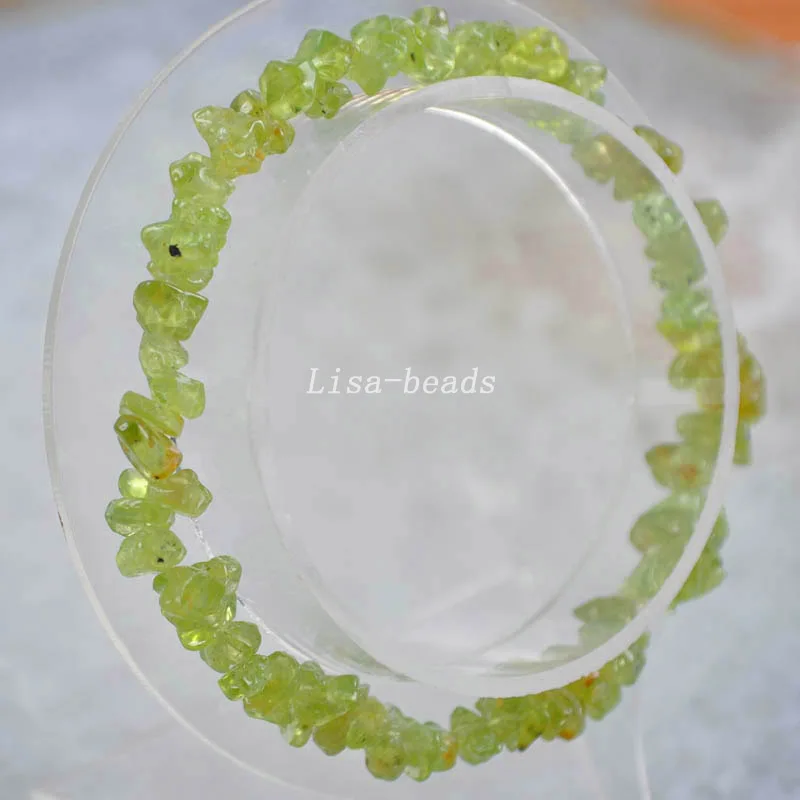 Green Peridot Браслет ювелирный подарок для женщин девушек натуральный камень чип бусины браслет Кристалл Опал Сердолик Lapis шнур стрейч " 1 шт - Окраска металла: Green Peridot