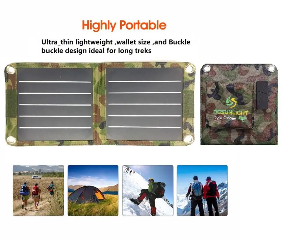 Солнечная панель RG 7 Вт 5 В USB выход портативный складной внешний аккумулятор