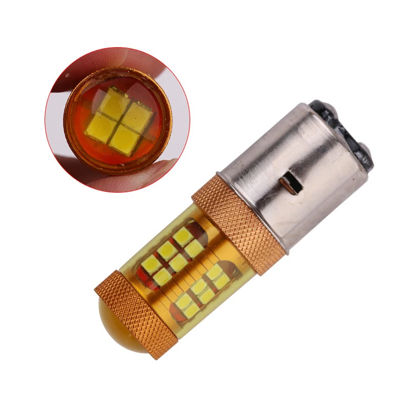 Золотой цвет H6 BA20D светодиодный фара для мотоцикла 28 чипов 3030 SMD лампа Мотоцикл