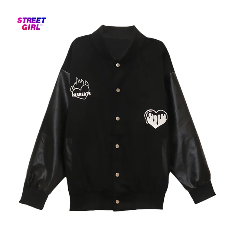 

Baseball uniform female ins tide college style autumn and winter 2021 new design, thick and loose embroidered coat cotton coat