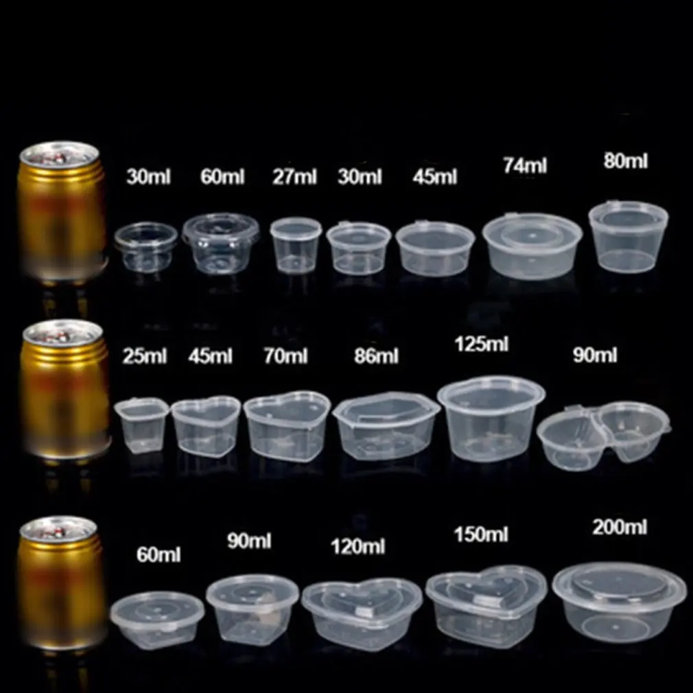 

100pcs Disposable Sauce Box Storage Containers Plastic Box With Lids Sauce Cups Transparent Seasoning Box