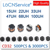 locnservice 500pcs 3000pcs cd32 3x3 5x2 4mm smd 15uh 22uh 33uh 47uh 68uh 100uh power inductor 33 52 4mm