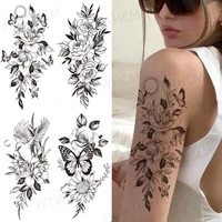 stickers art waterproof temporary tattoo for female body arm tattoo compass moon forest owl line body fake tattos men and women