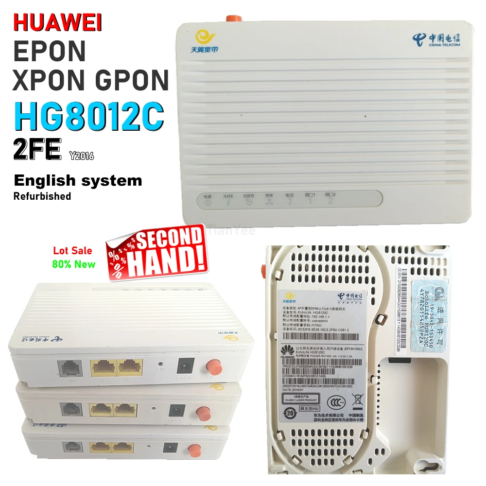 

6/10 шт., б/у восстановленные HW HG8120C, новая модель 2FE EPON XPON GPON, терминал оптоволокна ONU ONT FTTH, английская прошивка