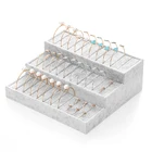 Серый бархатный 3-слойный дисплей для колец, дисплей для ювелирных изделий, изящный браслет, дисплей для браслета, чехол для ювелирных изделий, стеллаж для ювелирных изделий