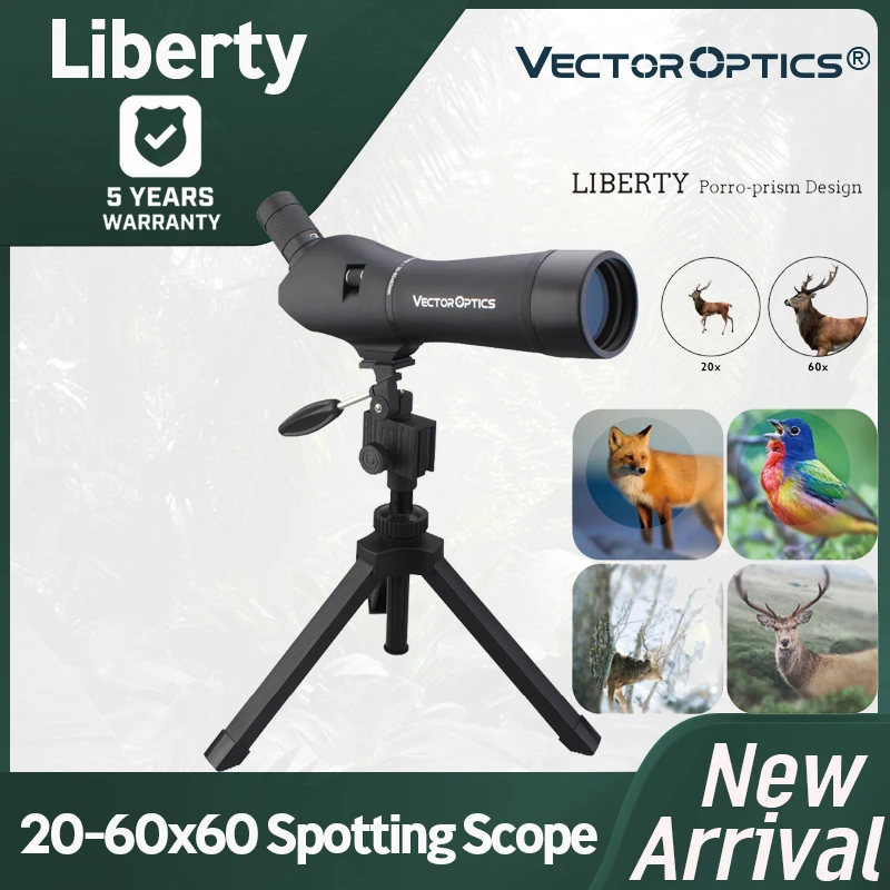 

Vector Optics 20-60x60 Spotting Scope Bird Watching With Porro/BAK-4 Prism w/ Tripod For Hunting Outdoor Sporting