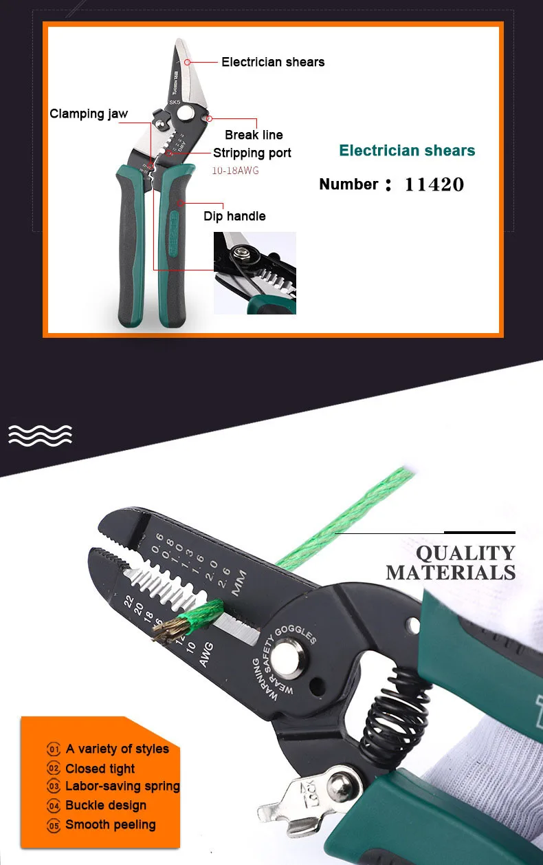 Клещи для зачистки проводов плоскогубцы Мульти инструмент ремонта обжимные