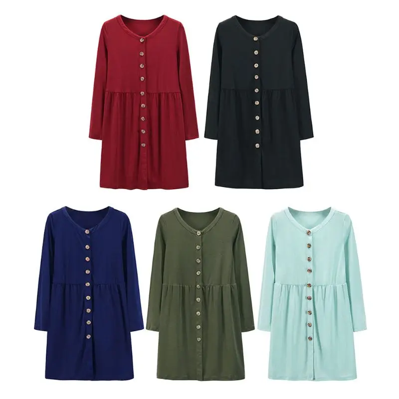 

Autumn Winter Women Long Sleeve V-Neck Cardigan Casual Solid Knitted Button Sweater Tops Coat Jacket Outerwear