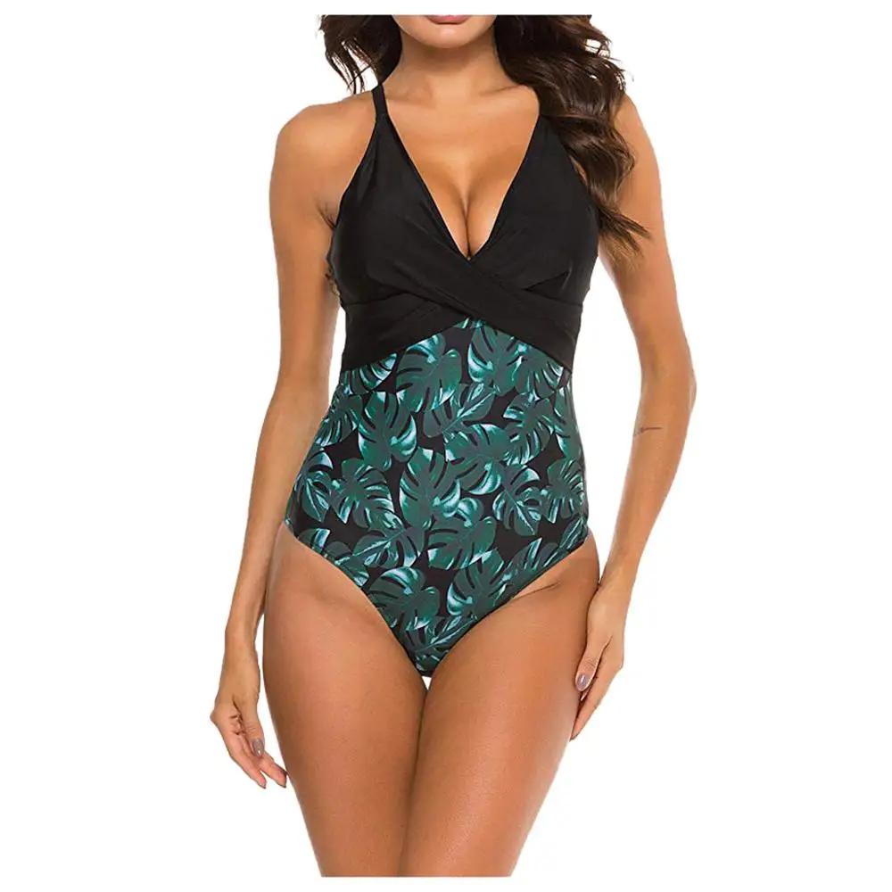 Женский купальник бикини с цветочным принтом Цельный пуш ап купальный