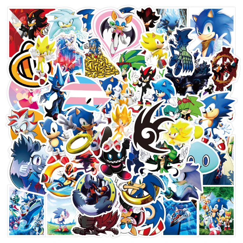 

50PCS Sonic the Hedgehog Mario Sonic Advance Anime Stickers waterproof Laptop Bike Guitar Phone Cartoon Graffiti Kid classic Toy