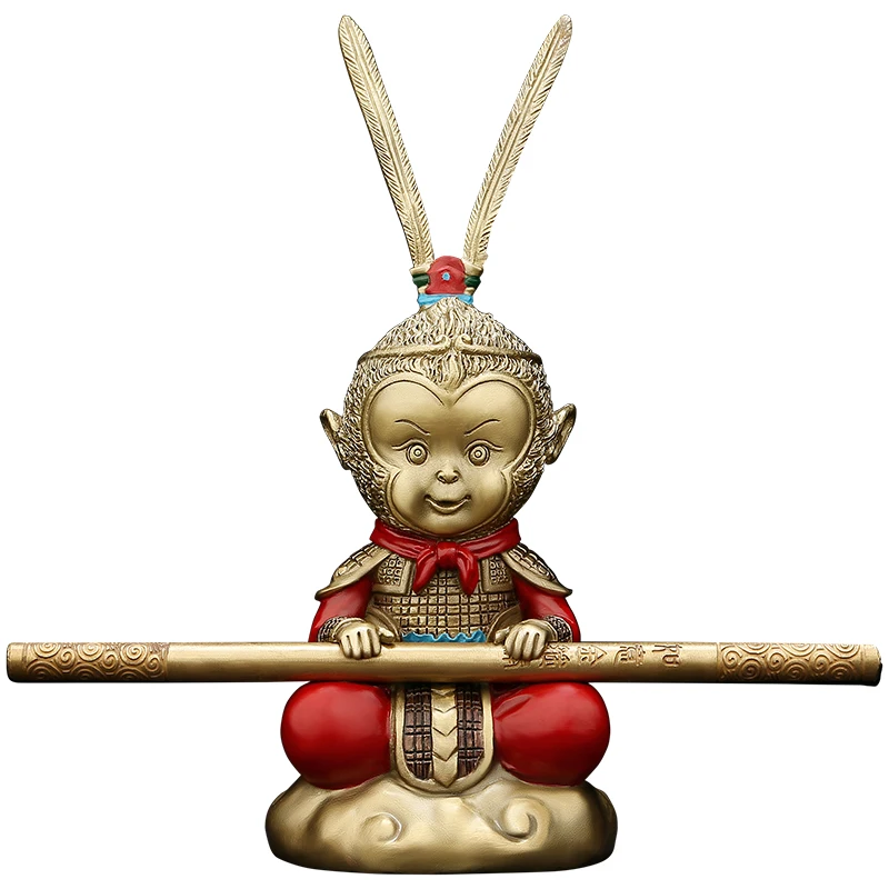 

Trumpet Monkey King ornaments Qitian Dasheng office table car decorations copper crafts