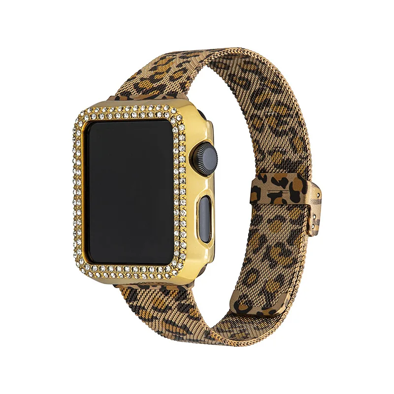 

Леопардовый ремешок для часов Apple Watch SE 6/5/4, 40 мм, 44 мм, металлический браслет, ремешок для iWatch Series 3/2/ 38 мм, 40 мм, ремешок для наручных часов