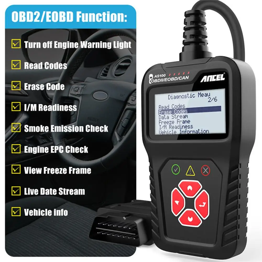 Инструмент для диагностики автомобиля Ancel AS100 Obd2 ELM327 сканер неисправностей