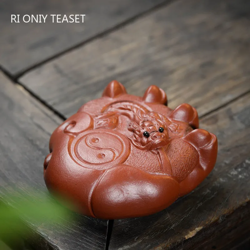 

Chinese Lucky Fortune Ornaments Yixing Purple Clay Tea Pet Handmade Sculpture Tea Figurine Crafts Boutique Tea Set Decoration