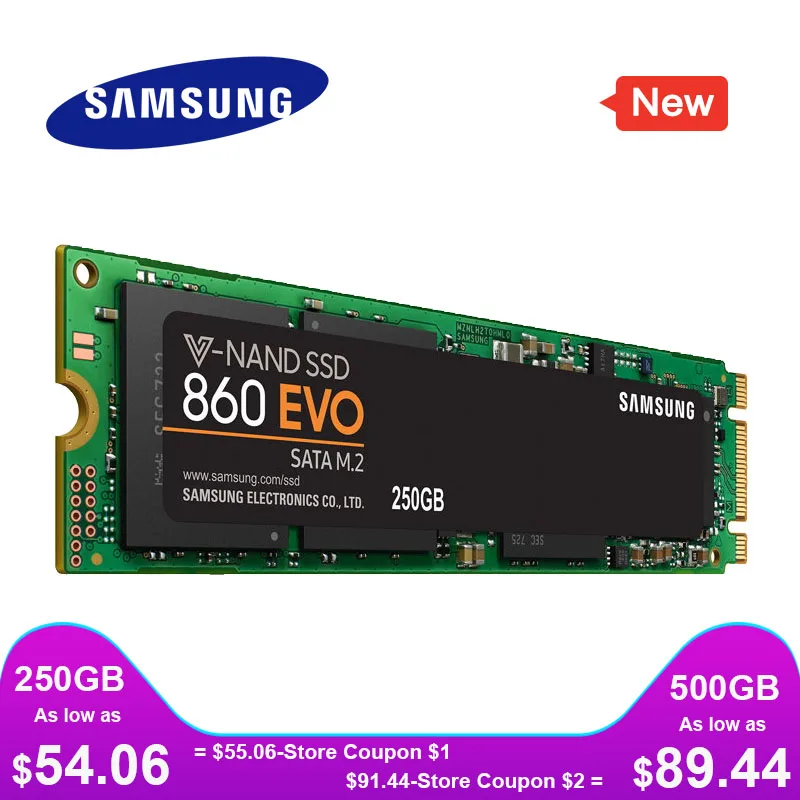 SAMSUNG SSD 860 EVO M.2 2280 SATA 1 ТБ 500 ГБ 250 Внутренний твердотельный жесткий диск HDD m2