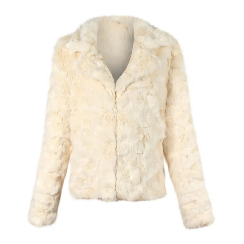 Женская плюшевая Толстая Меховая куртка со складками модная зимняя Осенняя