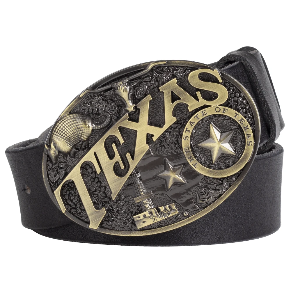 UFAY TEXAS Buckle Genuine Leather Belt Cowboy Pure Cowhide for Man Fashion Cowskin Soft