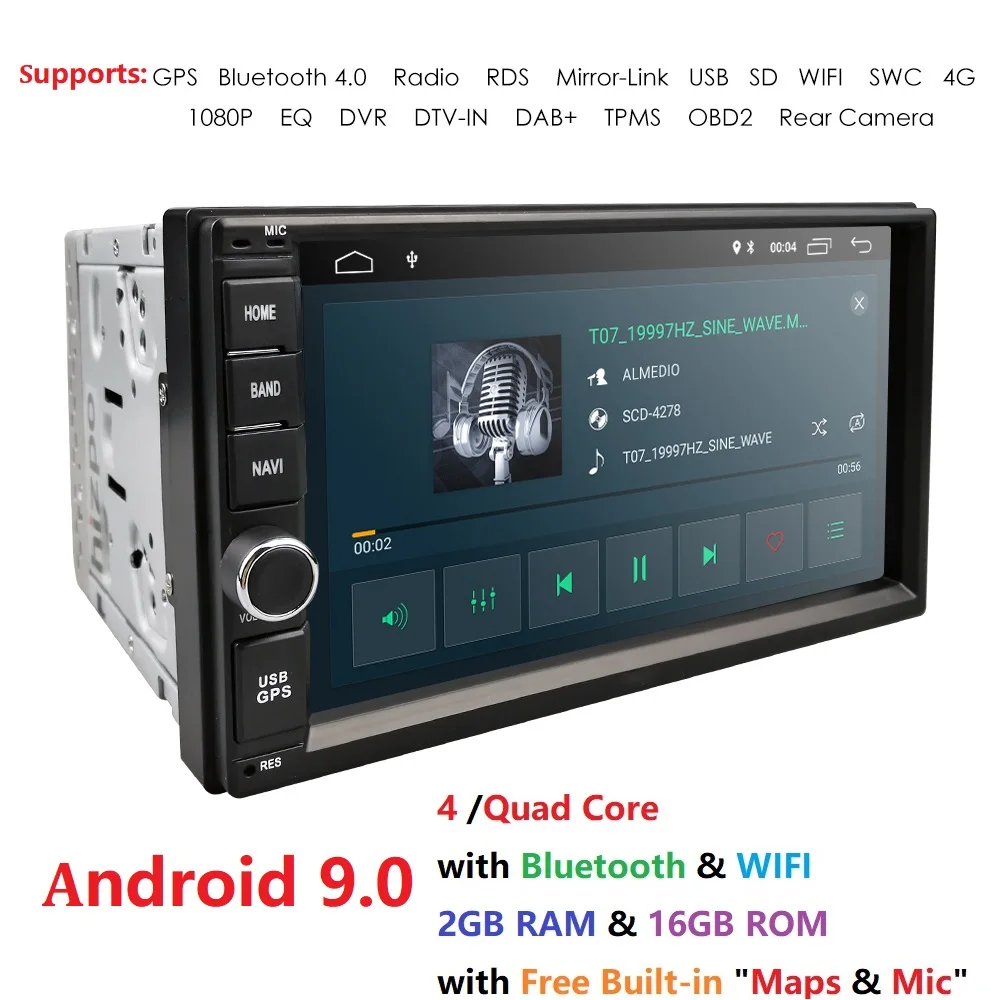 2G RAM Android 9 0 авто радио четырехъядерный 7 дюймов 2DIN универсальный автомобильный