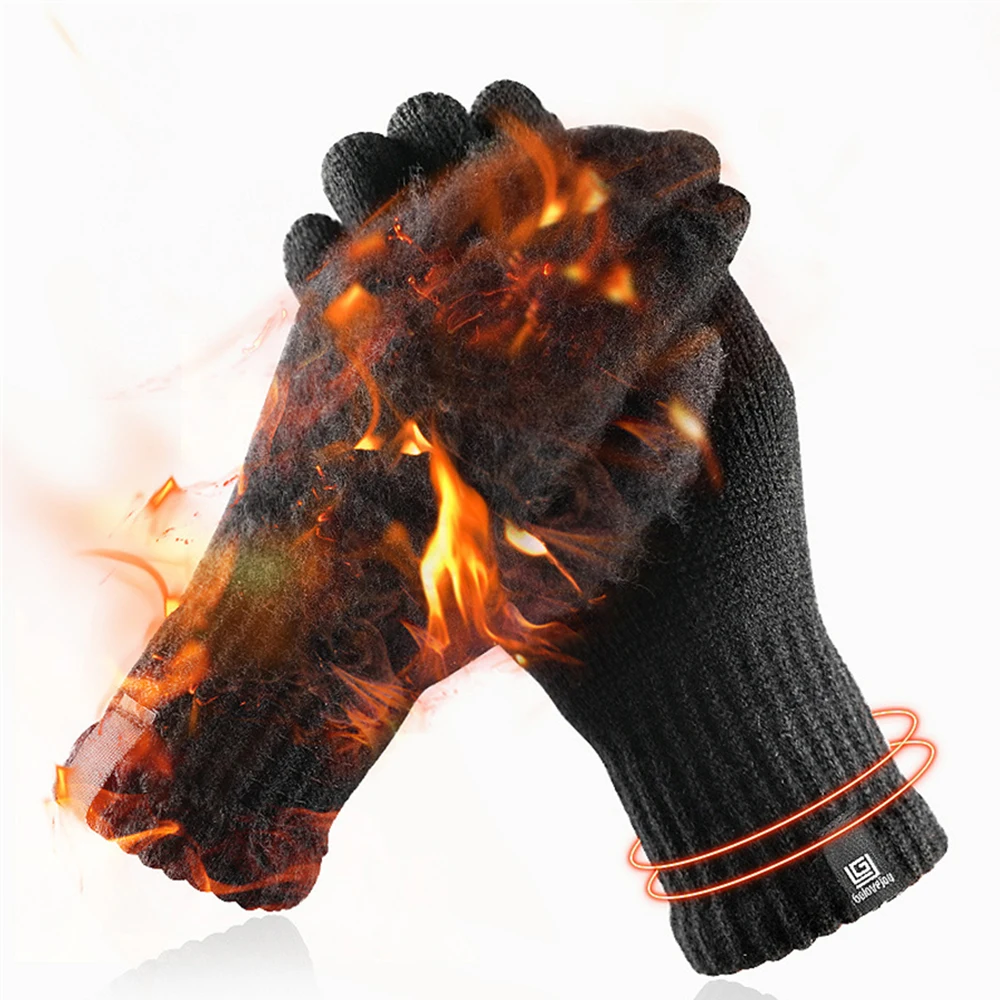 

Winter Men Knitted Gloves Touch Screen High Quality Male Mitten Thicken Warm Wool Cashmere Solid Men Business Gloves Autumn