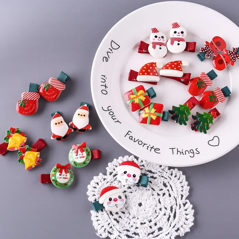 Детские зажимы для волос женщин девочек милые рождественские лося заколки