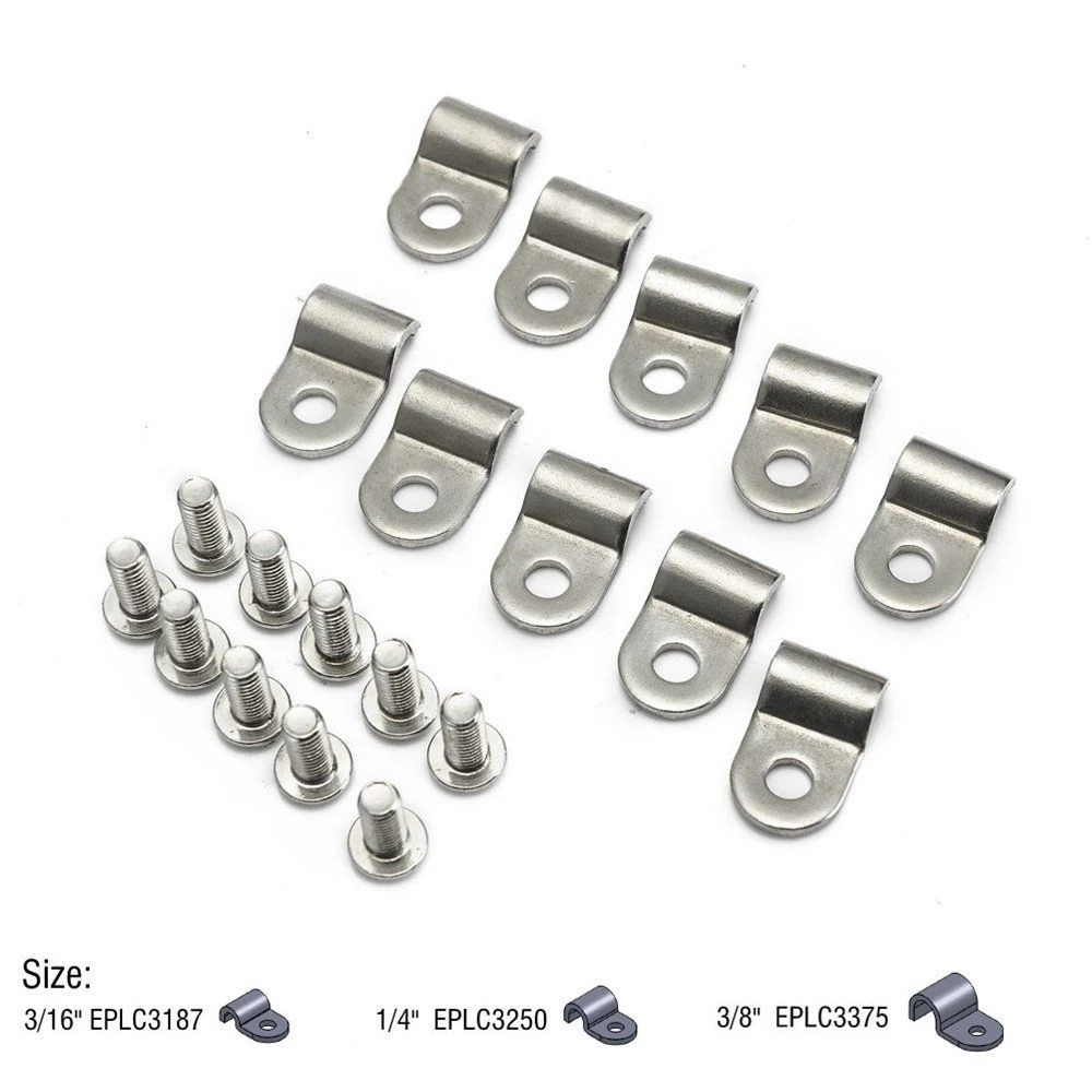 

10PCS Stainless Steel Single Line Clamps Streets Clamp 3/8"& 3/16"& 1/4" Fits Fuel, Air, Electric, Brake, Lines Securing clip