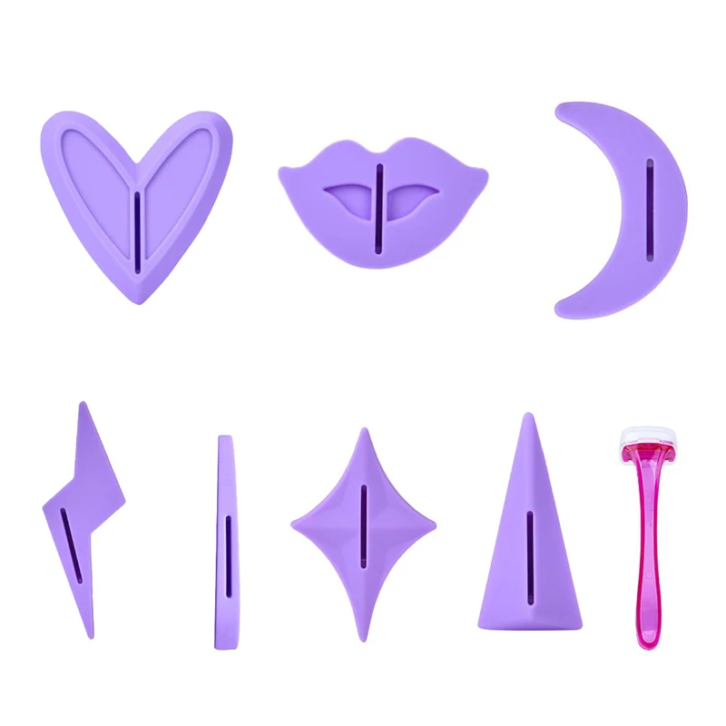 1Set=7pcs Women Bikini Dedicated Privates Shaving Stencil Female Hair Razor Sexy Intimate Shaping Tool Accessories