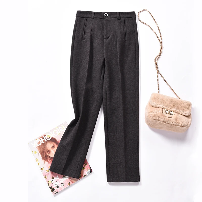 Женские штаны шаровары 2019 зимние плотные с высокой талией повседневные женские