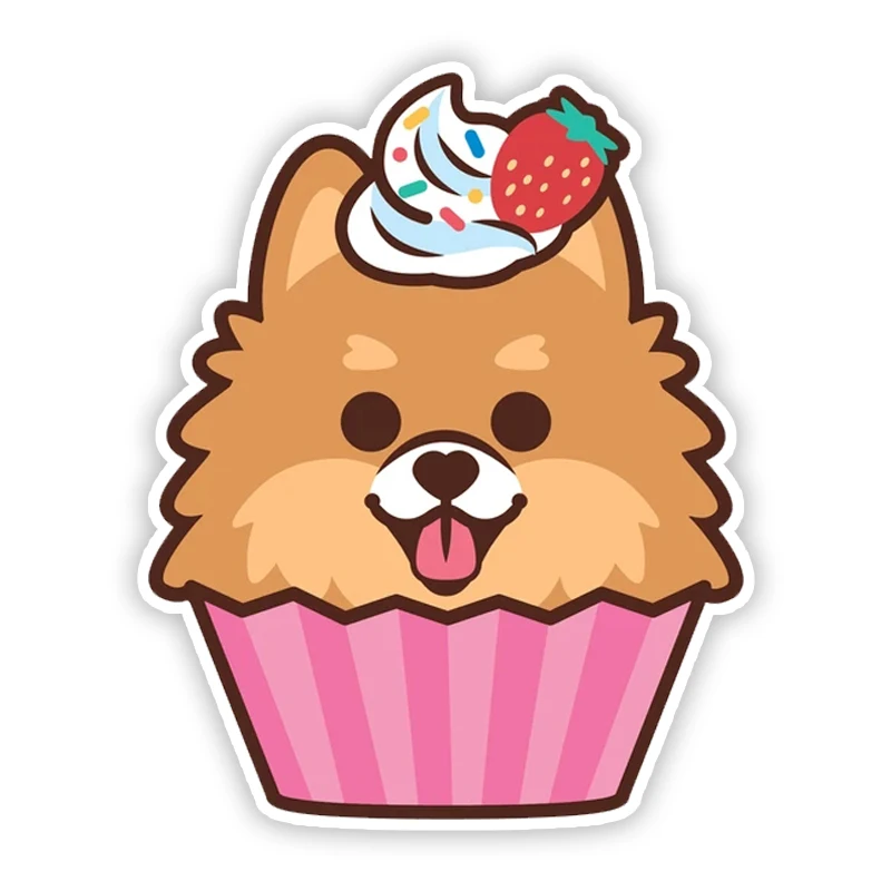 

A-0835 Lovely Pomeranian Cupcake Modeling Fashion Car Stickers PVC Cover Scratches Waterproof Decorative Accessories Auto Decal