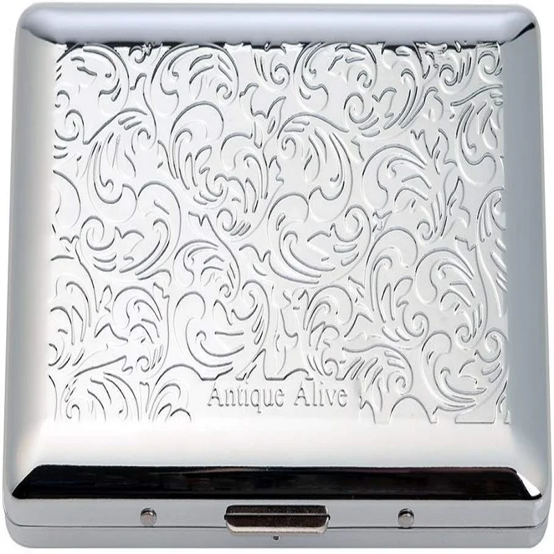 Старинный чехол для сигарет с перламутровым желтым и синим драконом