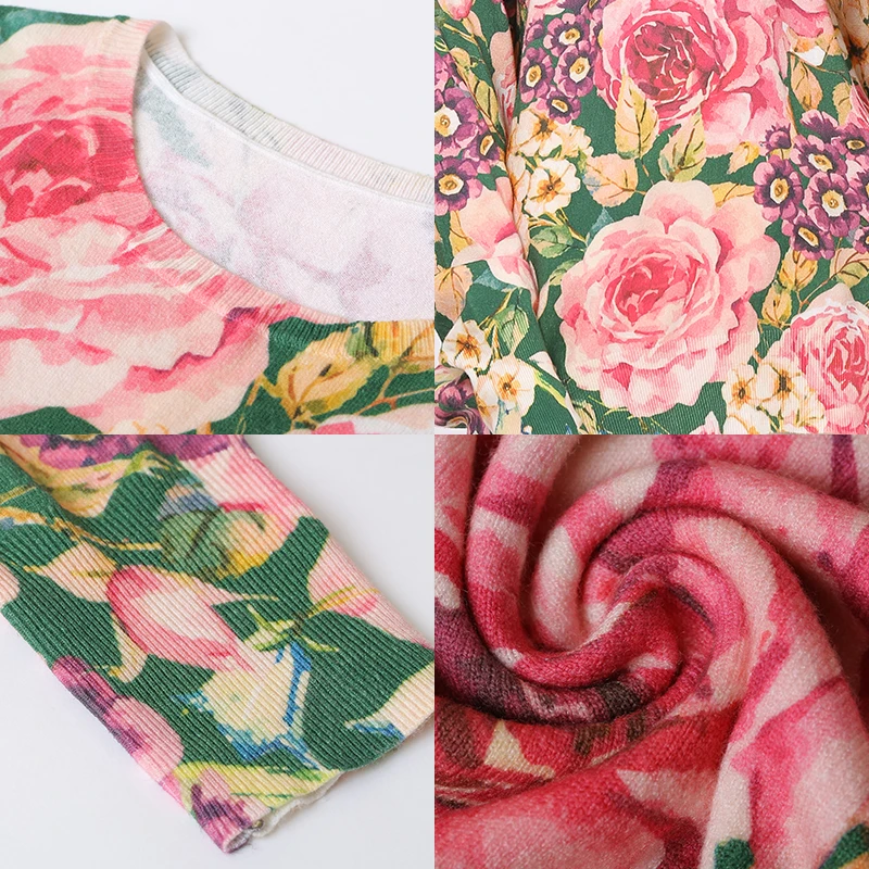 [Так красиво] зимний свитер с цветочным принтом женские пуловеры вязаный джемпер