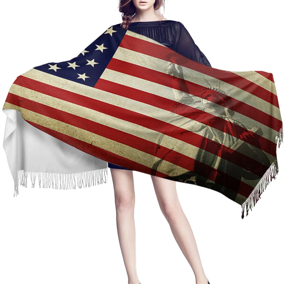 Американский флаг винтажные мягкие кашемировые шарфы женские обертывания