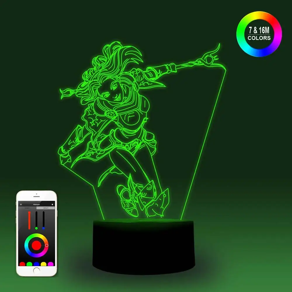 NiteApps 3D League of Legends Lux LOL ночник настольная Иллюзия украшение лампа подарок на день