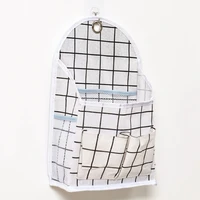 wall mounted cotton and linen storage bag wardrobe hanging bag closet lattice storage bag cosmetic toy storage bag sundries bag