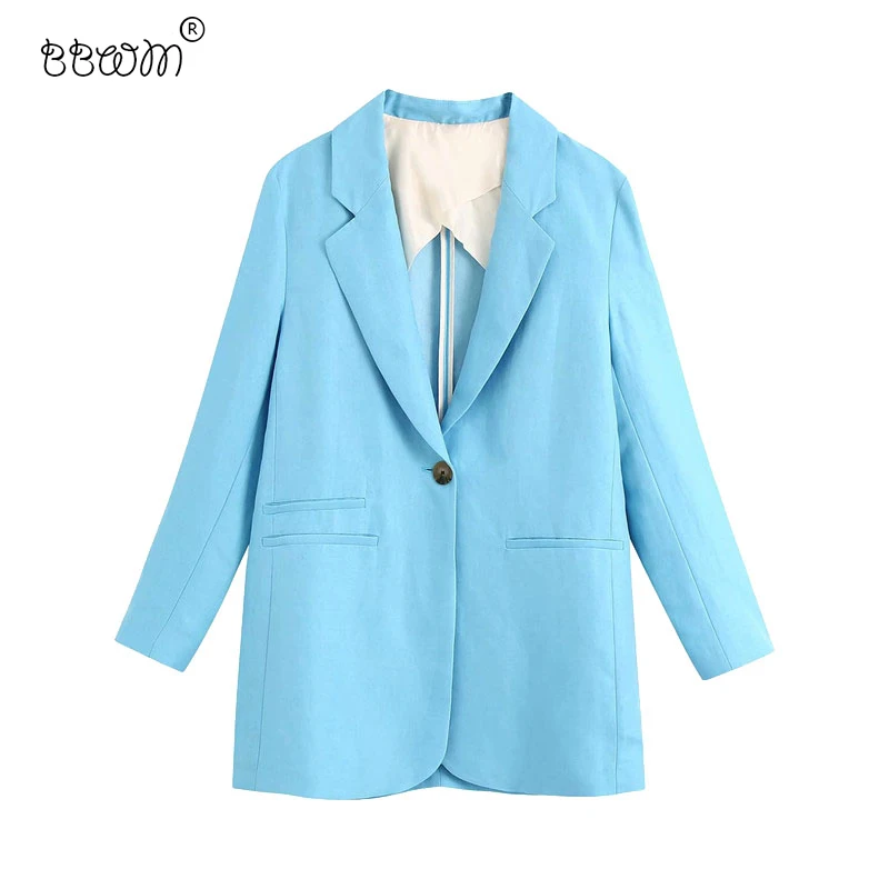 Женская мода 2020 длинные стильные блейзеры на одной пуговице пальто в винтажном