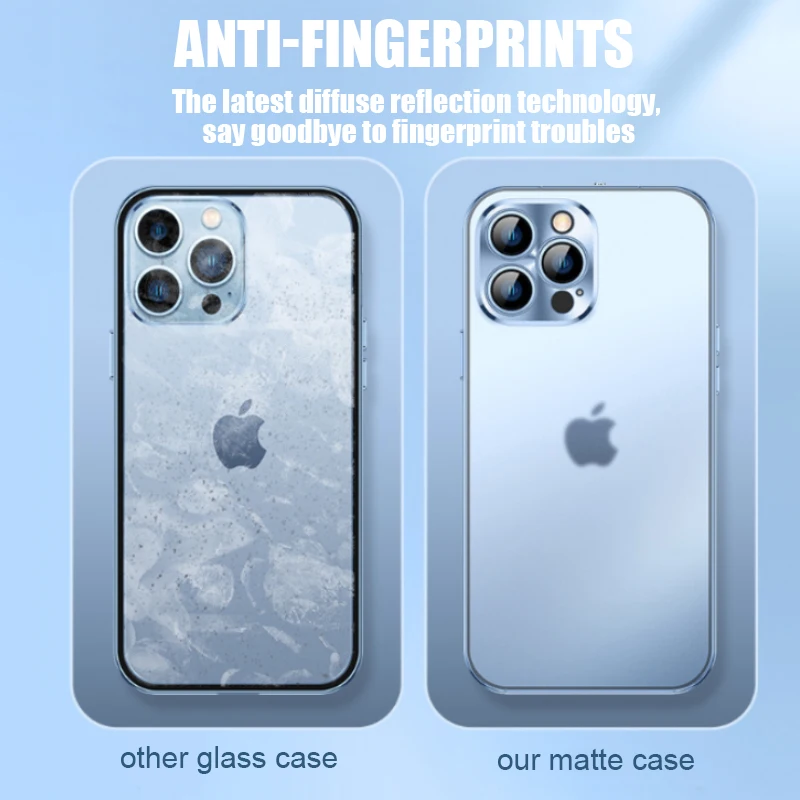 Funda de Metal de aluminio de lujo para iPhone, carcasa transparente mate de vidrio de doble cara para iPhone 13 Pro Max 13pro 360, cubierta protectora completa a prueba de golpes-2