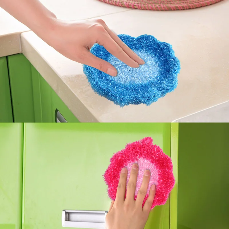 

Flower Shaped Dish Scrubber Sponge Non-scratch Cute Home Kitchen Tool Bowls Pan Wash Cleaning Cloth Shed Tableware Wash