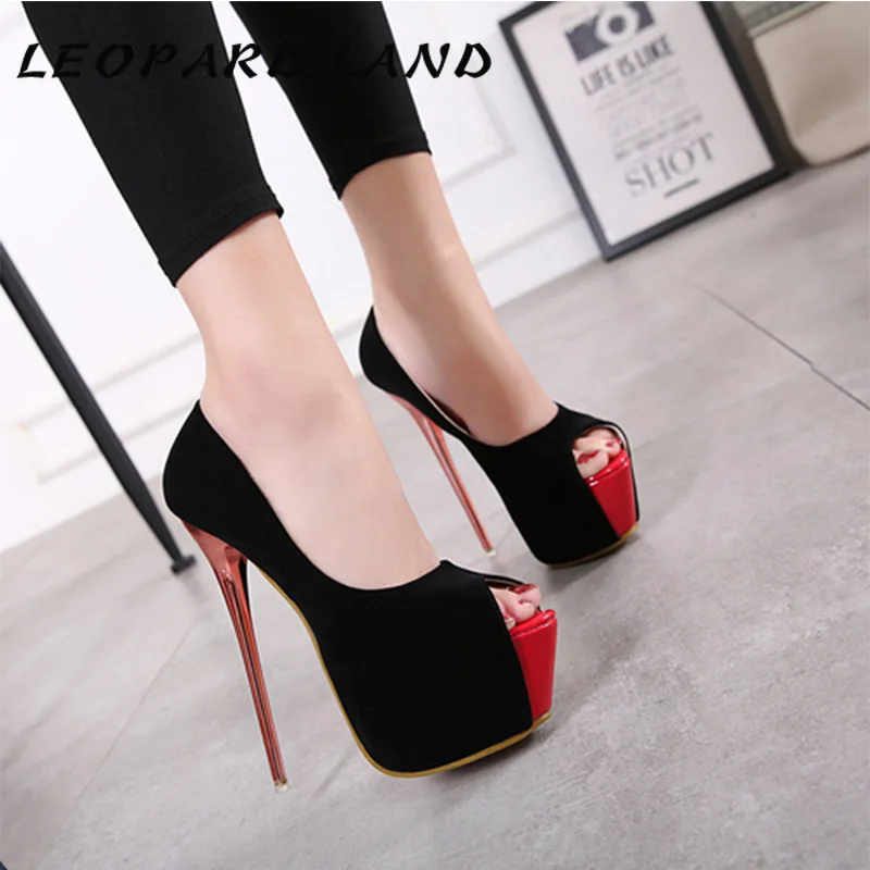 

Женские туфли на высоком каблуке 16 см, водонепроницаемые, с открытым носком