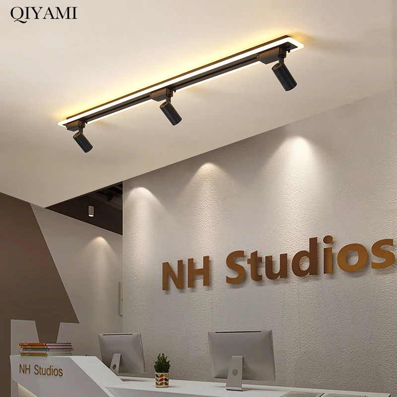$21.05 Modern Led Ceiling Spotlights For Background Wall Living Room Study Freely Collocation Track Lighting Black Iron Acrylic Lamps