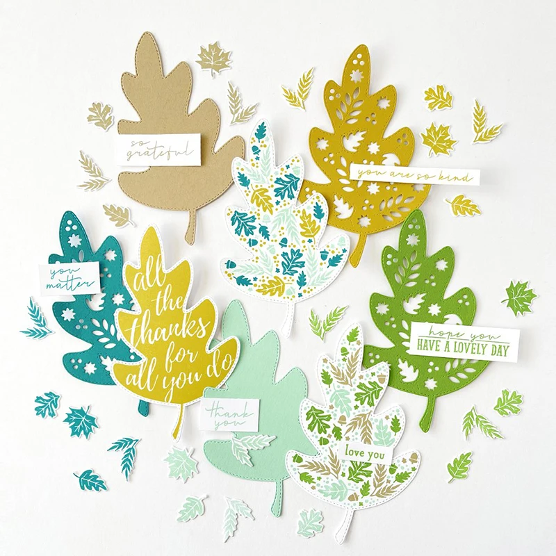 Новинка 2021 тройной шаг Осенний лист набор прозрачных штампов и металлических