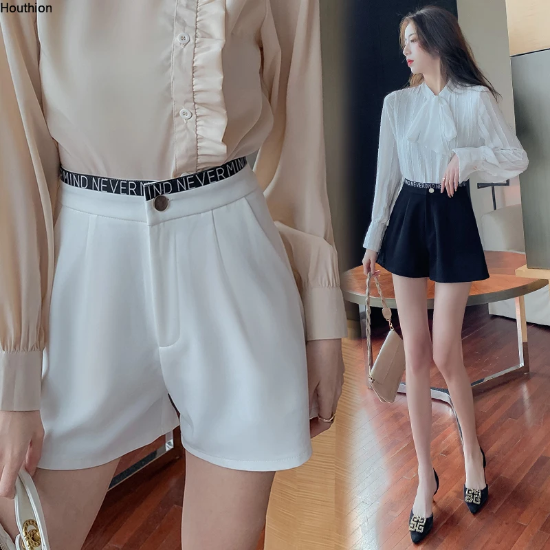 

Houthion New Casual Fashion Loose Shorts Pocket Women's Clothing Summer High Waist Letter Buttons Line